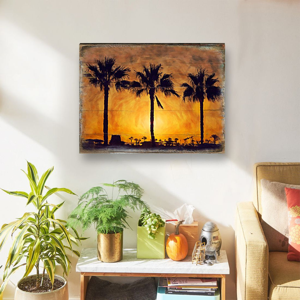 Spates Palm Trees in Sunset Wooden Wall Art by Nature Wonders - Nature Wildlife Decor  - 95275B