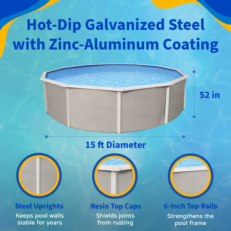 Belize round 52-In Deep 6-In Top Rail Swimming Pool Package