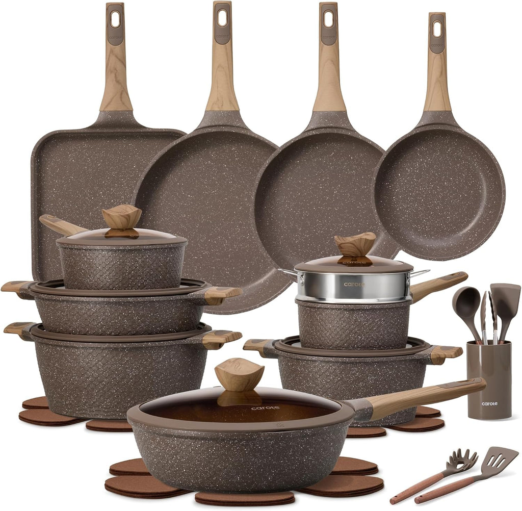 31Pcs Pots and Pans Set Non Stick, Cookware Set Pots and Pans Induction Cook Ware, Nonstick Kitchen Cooking, PFOA Free