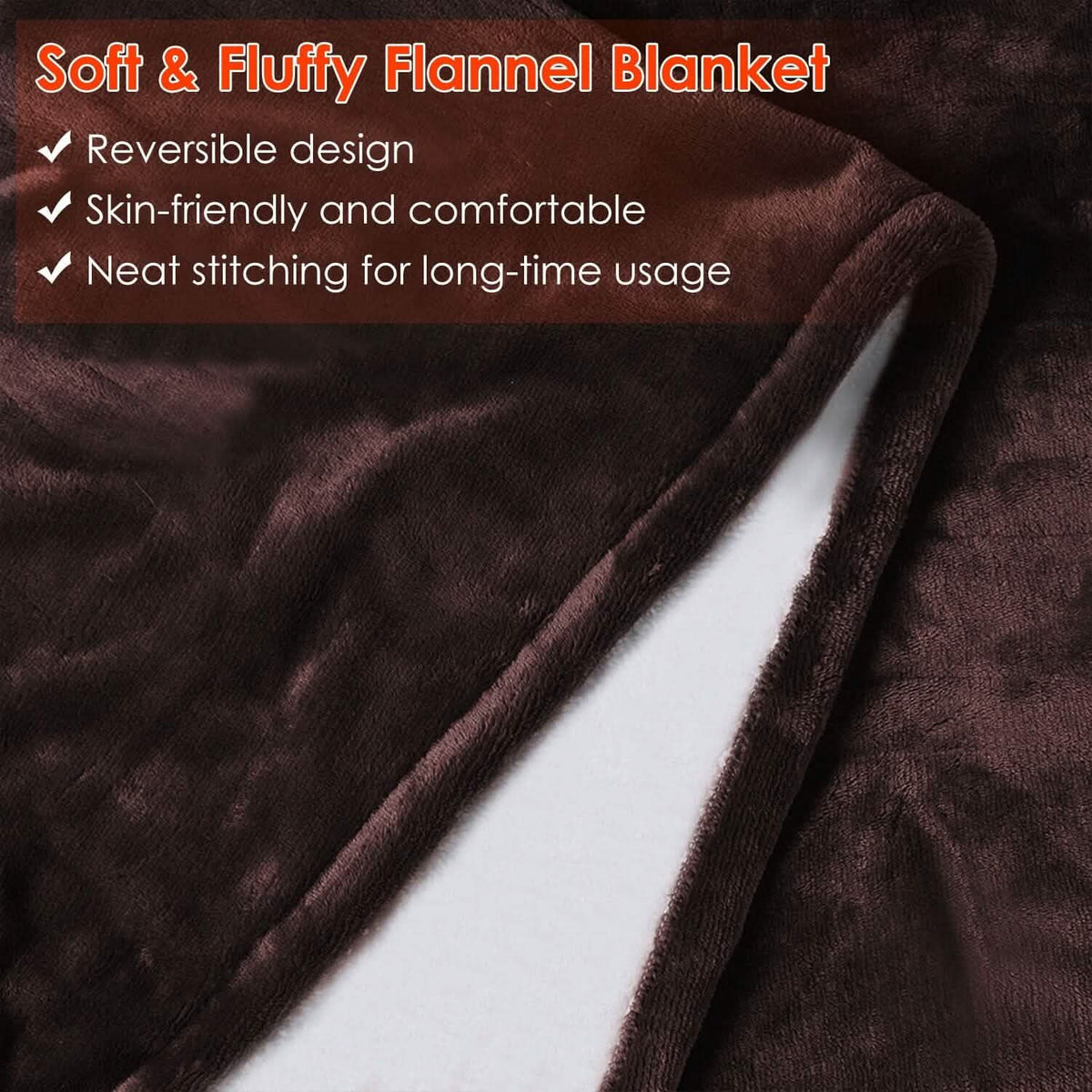 Electric Heated Flannel Throw Blanket