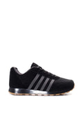 Men's Black Mesh Sneakers with Gray Stripe Accents - Wessi