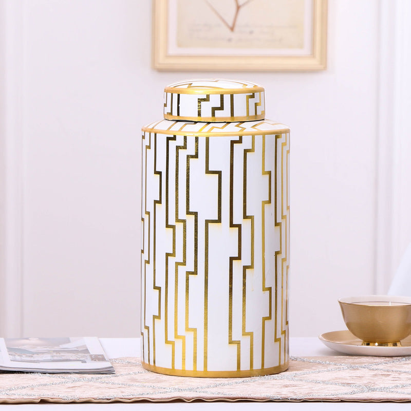 Ceramic White and Gold Food Storage Jars