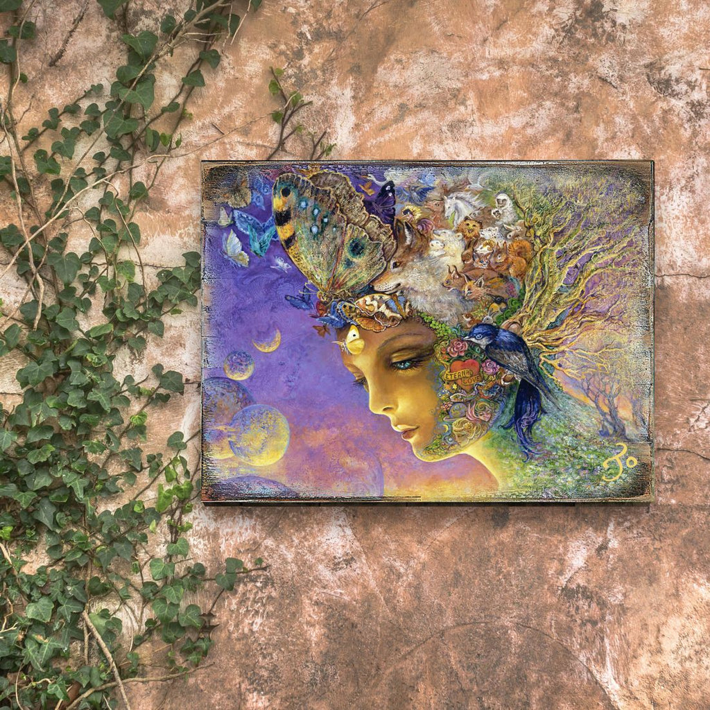 Eternal Love Fantasy Wooden Wall Art by Josephine Wall - Fantasy Decor - 852115-JW