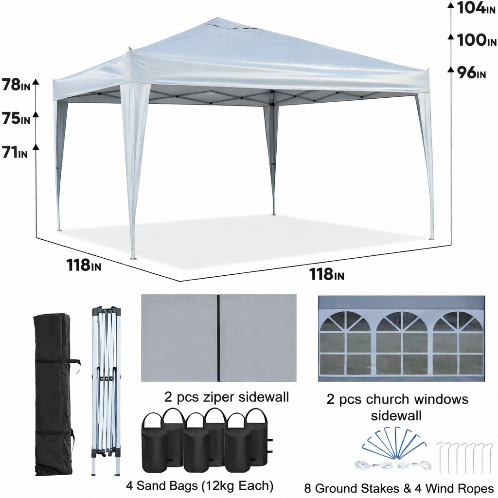 Outdoor 10x10 Ft Pop Up Gazebo Canopy Tent with Removable Sidewalls