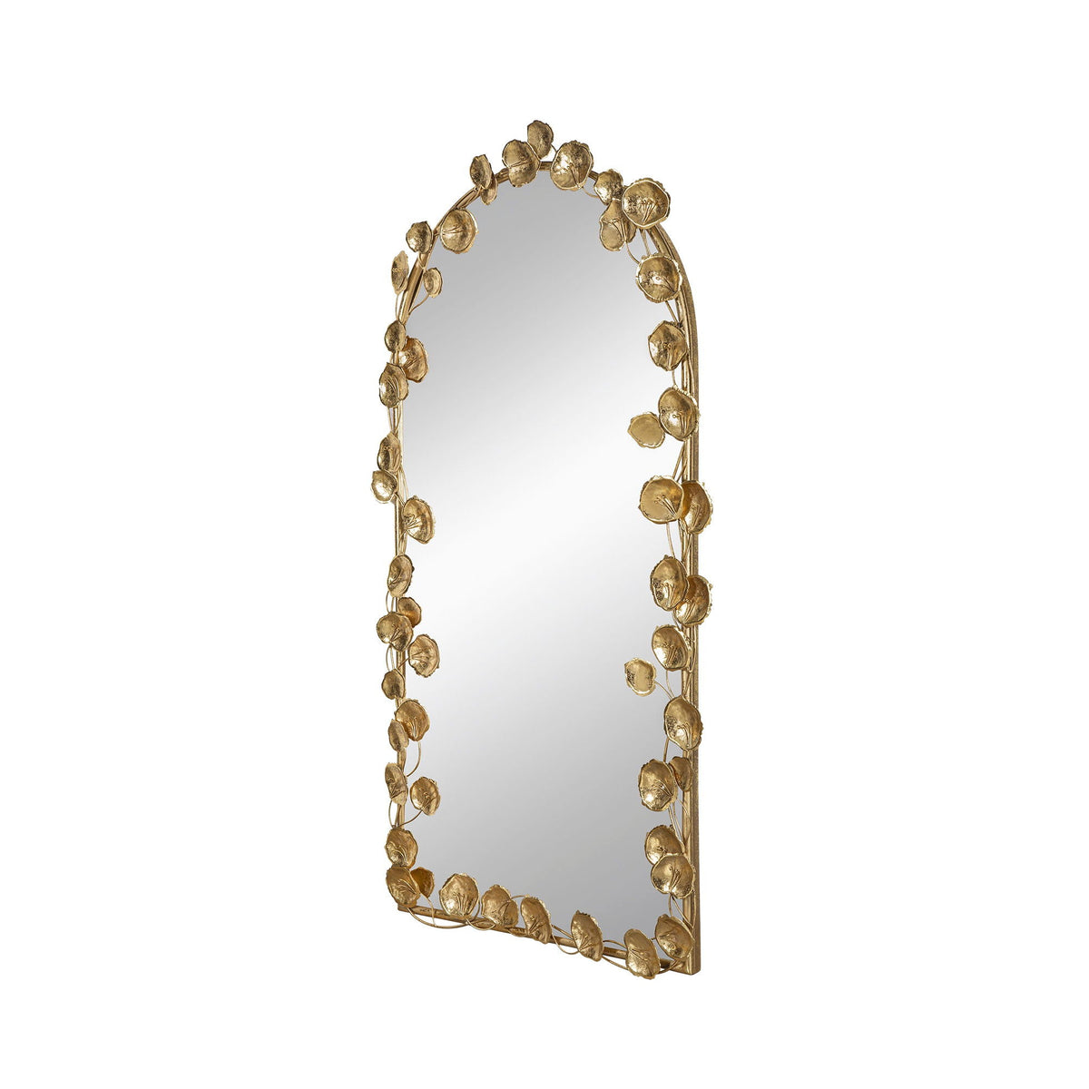 Full Length Arched Wall Mirror With en Leaf Accents Decorative Mirror For Living Room Bedroom - Gold