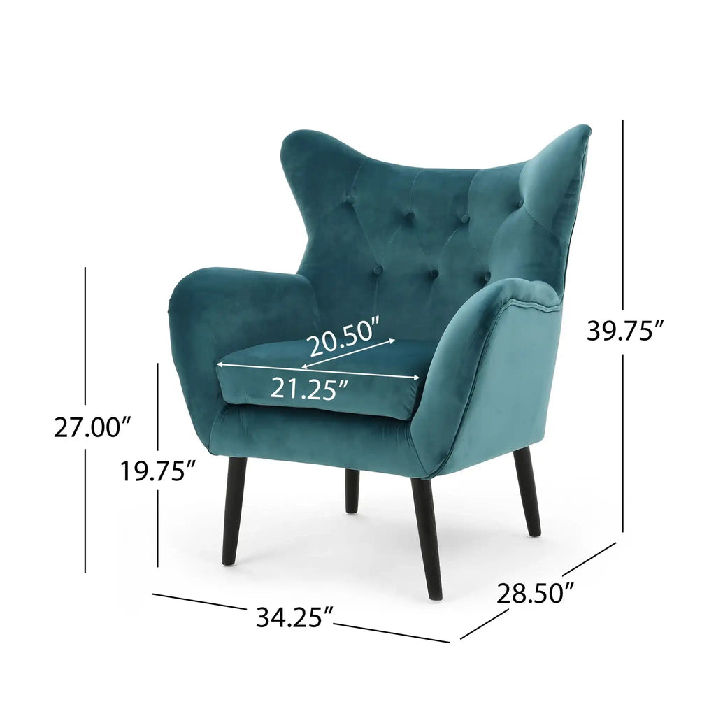 Alyssa Mid Century Upholstered Arm Chair With Wingback Design