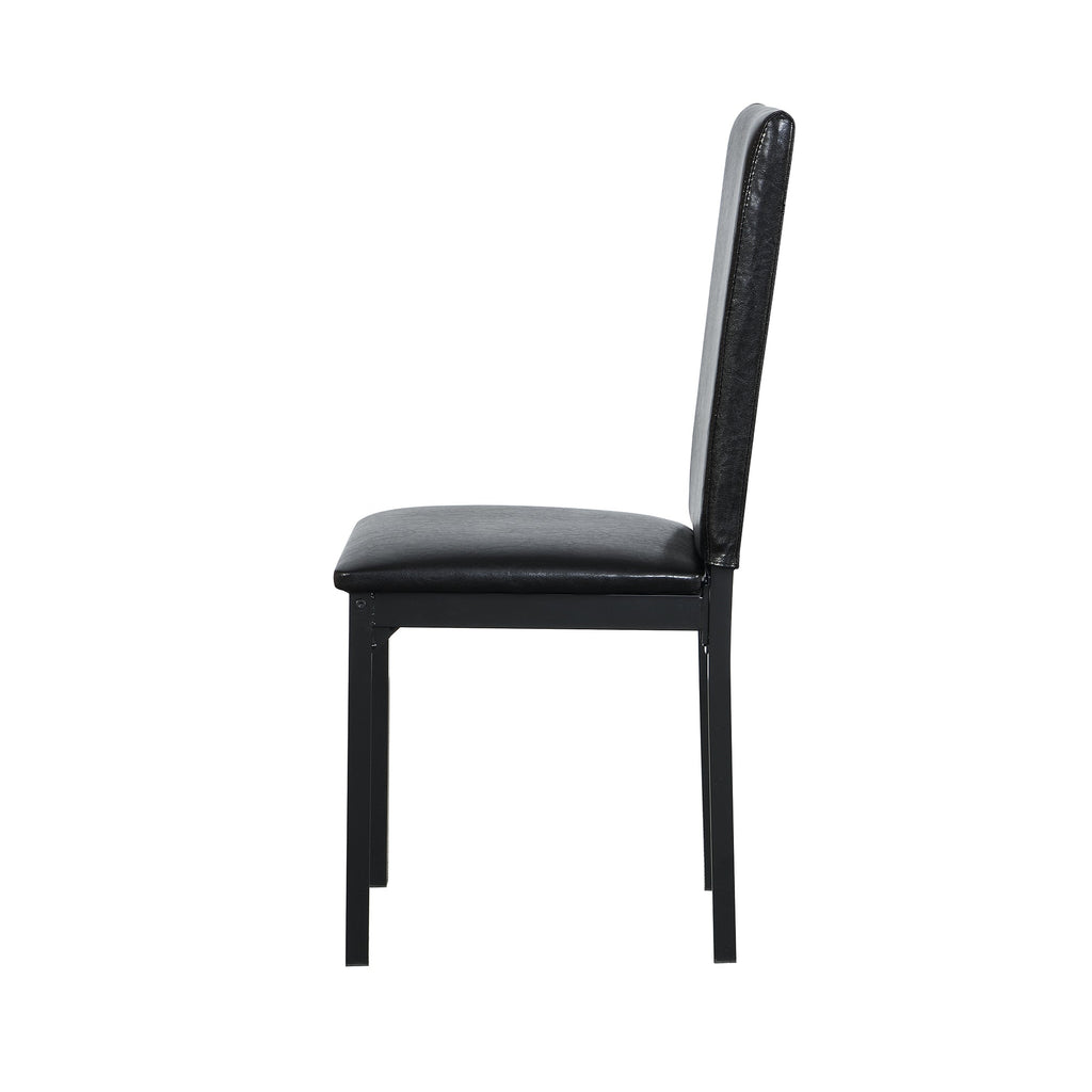 Furniture 5 Piece Metal Dinette Set with Faux Marble Top - Black