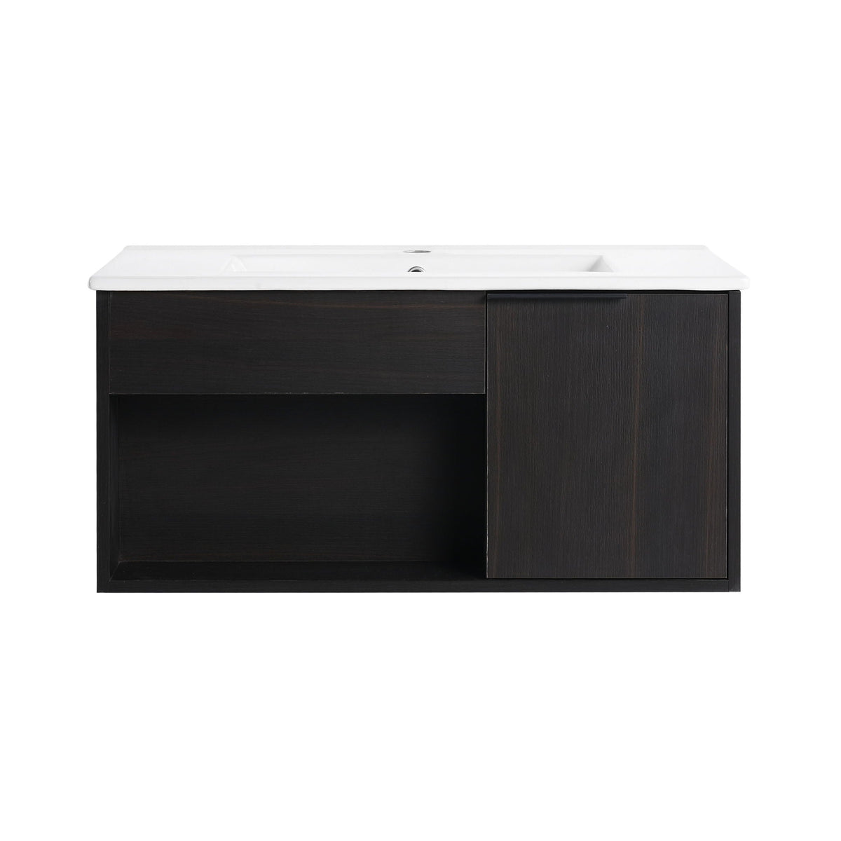 Wall Mounted Floating Bathroom Vanity With Open Shelf & Soft Close Door