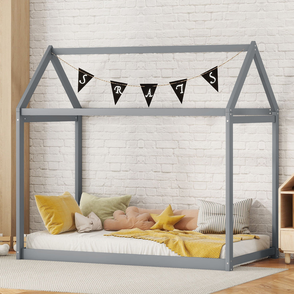 Wooden House Shaped Bed