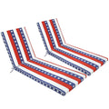2 Piece Outdoor Chaise Lounge Cushion Set, Replacement Cushions For Patio Furniture, Flag - Red Striped