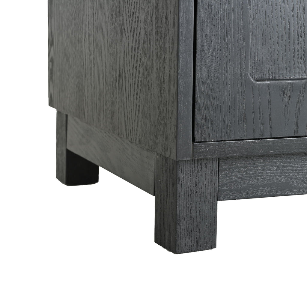 Mid Century Modern Style Tall Display Cabinet With Glass Doors For Collectibles - Black