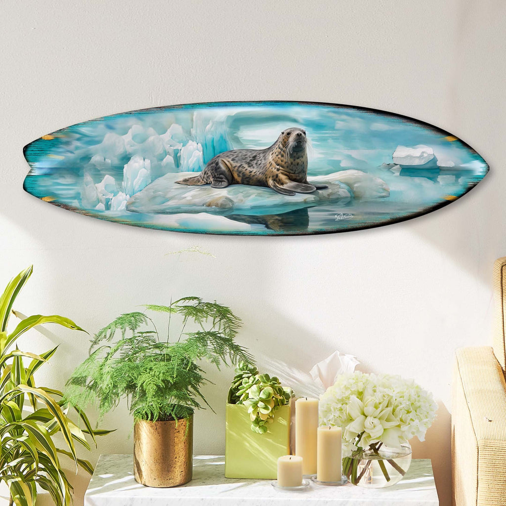 Leopard Seal Surfboard Wildlife Wall Art by G. DeBrekht - Wildlife Holiday Decor - 8490117HS