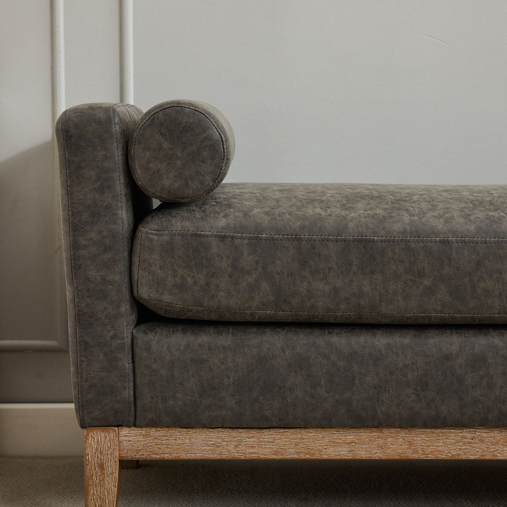 Elegant Upholstered Bench Daybed Ottoman With Bolster Pillows
