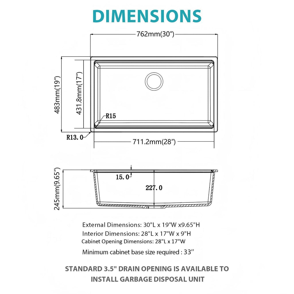 Quartz Composite Kitchen Sink With Undermount Design, Durable Single Bowl Workstation