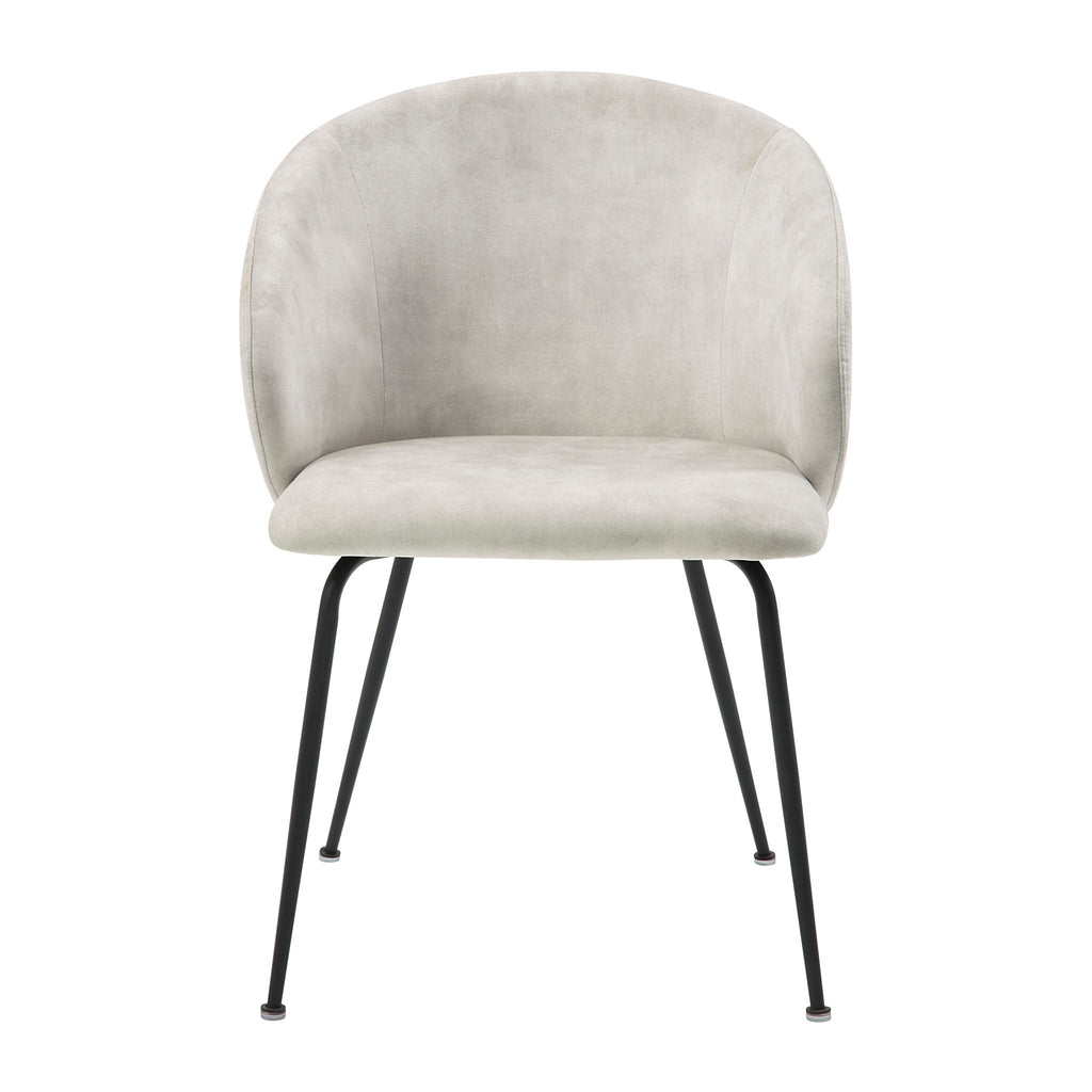 Velvet Upholstery Side Chairs 2 Piece Set With Metal Legs Modern Home Furniture - Beige