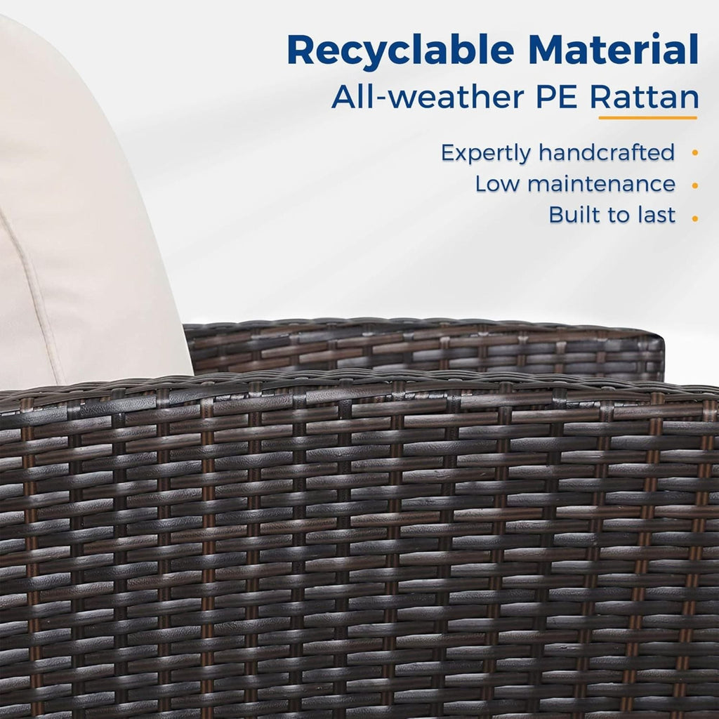 All-Weather Wicker 3 Seat Patio Sofa With Thick Cushions