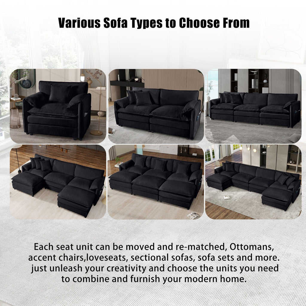 Oversized Chair With Movable Ottoman, Soft Upholstered Lounge Chair