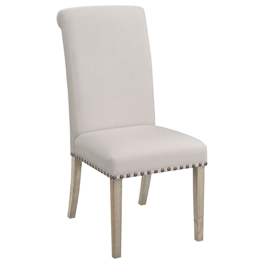 Upholstered Dining Chair With Rolled Edge Seat Back (Set of 2) - Beige