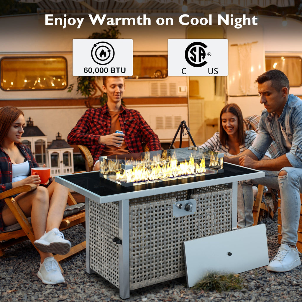 K&K Patio 8-Piece Patio Furniture Set with 43" Fire Pit Table