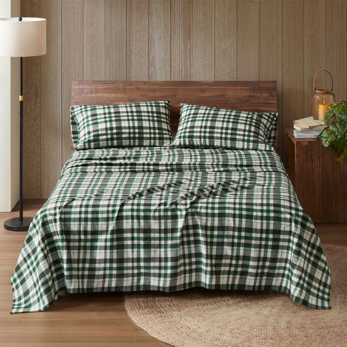 4 Pieces Queen 100% Cotton Flannel Printed Sheet Set Finton
