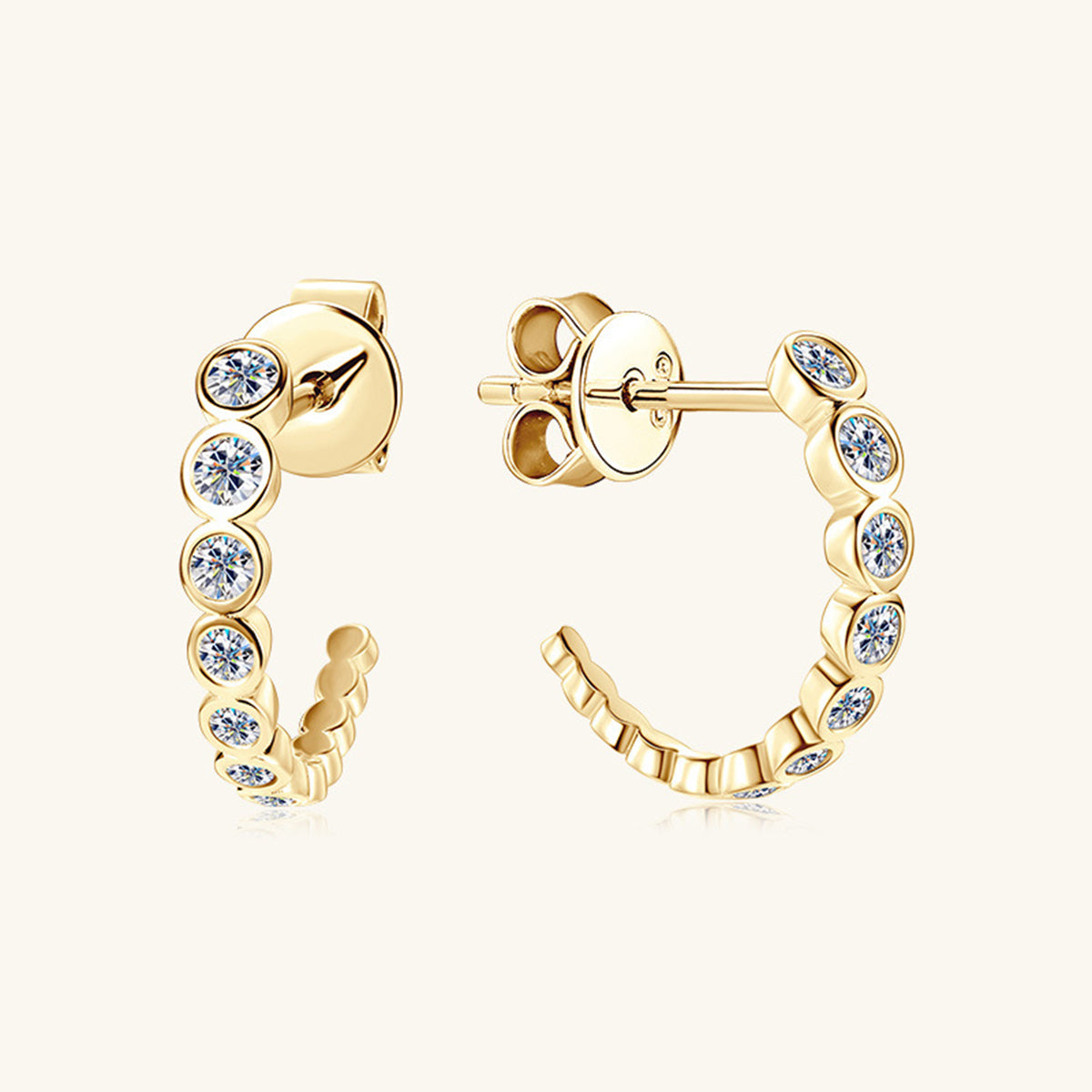 Inlaid Sparkala™ Pure Sterling Silver C-Hoop Earrings