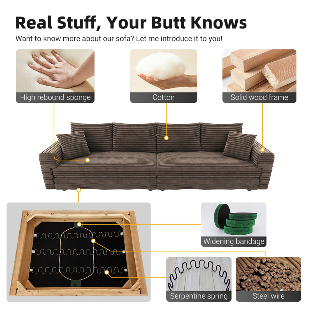 Deep Seat Convertible Sofa With Soft Pillows And Ottomans