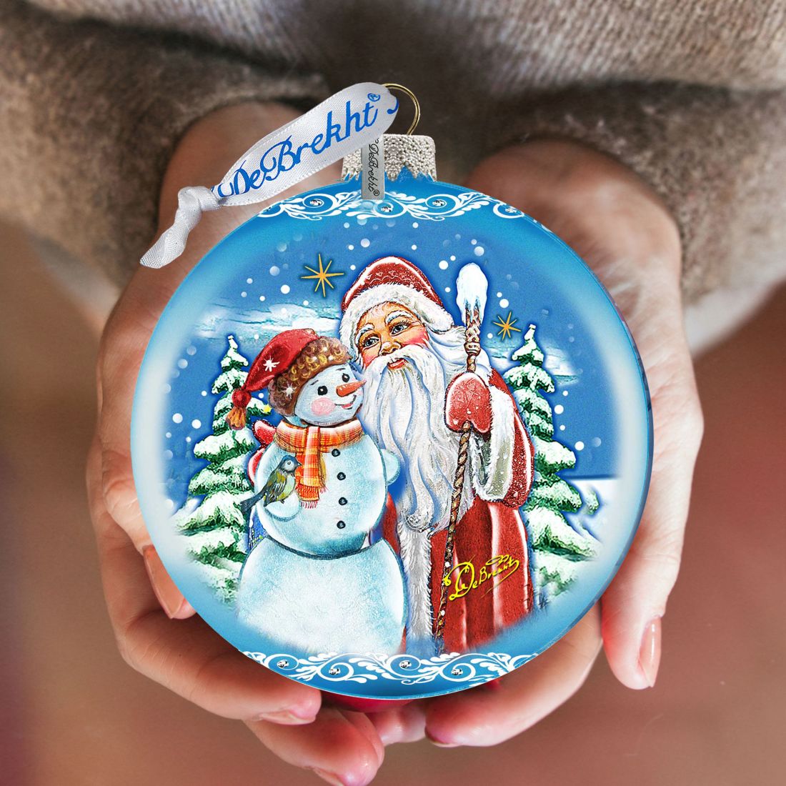 Christmas Workshop Glass Ornament Limited Edition by G. DeBrekht - Christmas Santa Snowman Decor - 73888