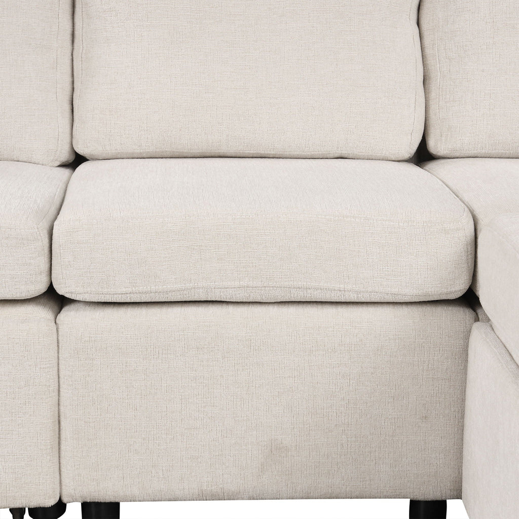 Convertible U-Shaped Sectional Sofa With Pull-Out Bed