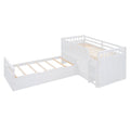 Loft Platform Bed With 7 Drawers And Full Guardrails, Modern L Shaped Space Savin