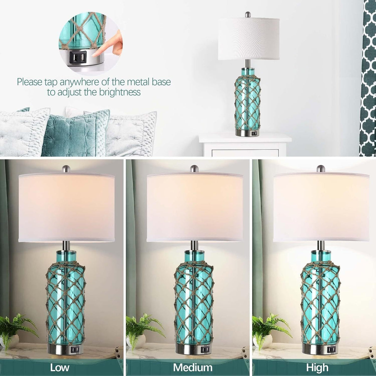 Cottage Nautical Accent Table Lamp Set of 2