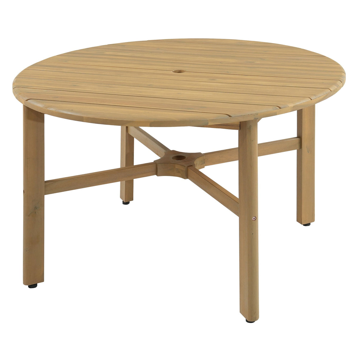 5 Piece Round Patio Table & Cushioned Armrest Chairs, Outdoor Dining Set With Umbrella Hole