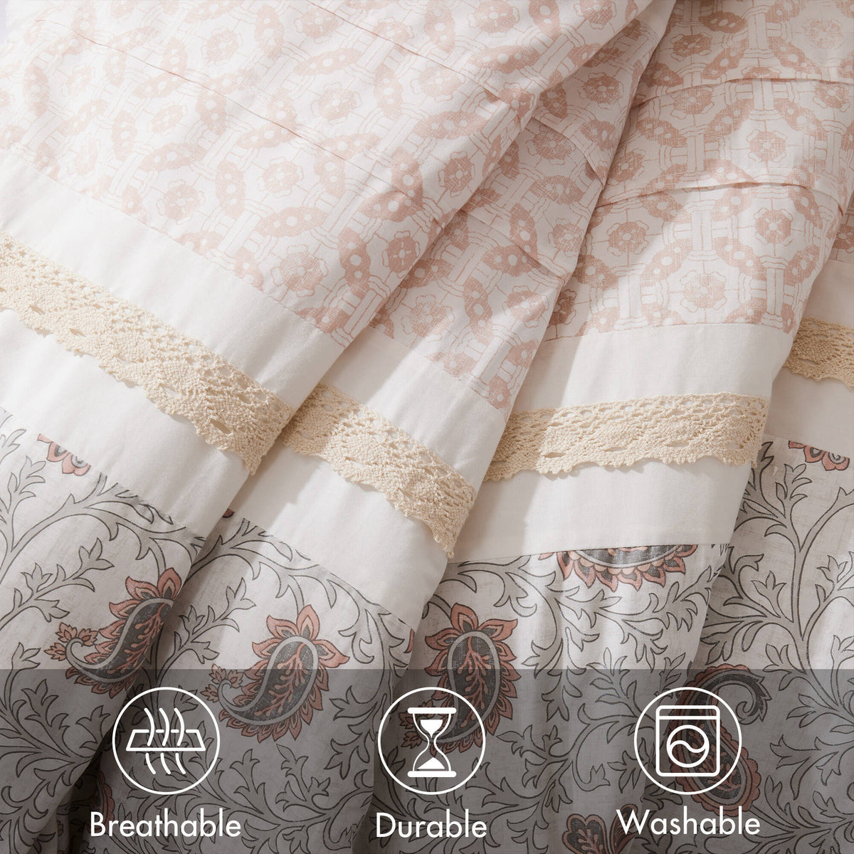 9 Piece Cotton Percale Comforter Set Blush