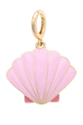 XL Clamshell Enamel Pendant Charm in Light Pink