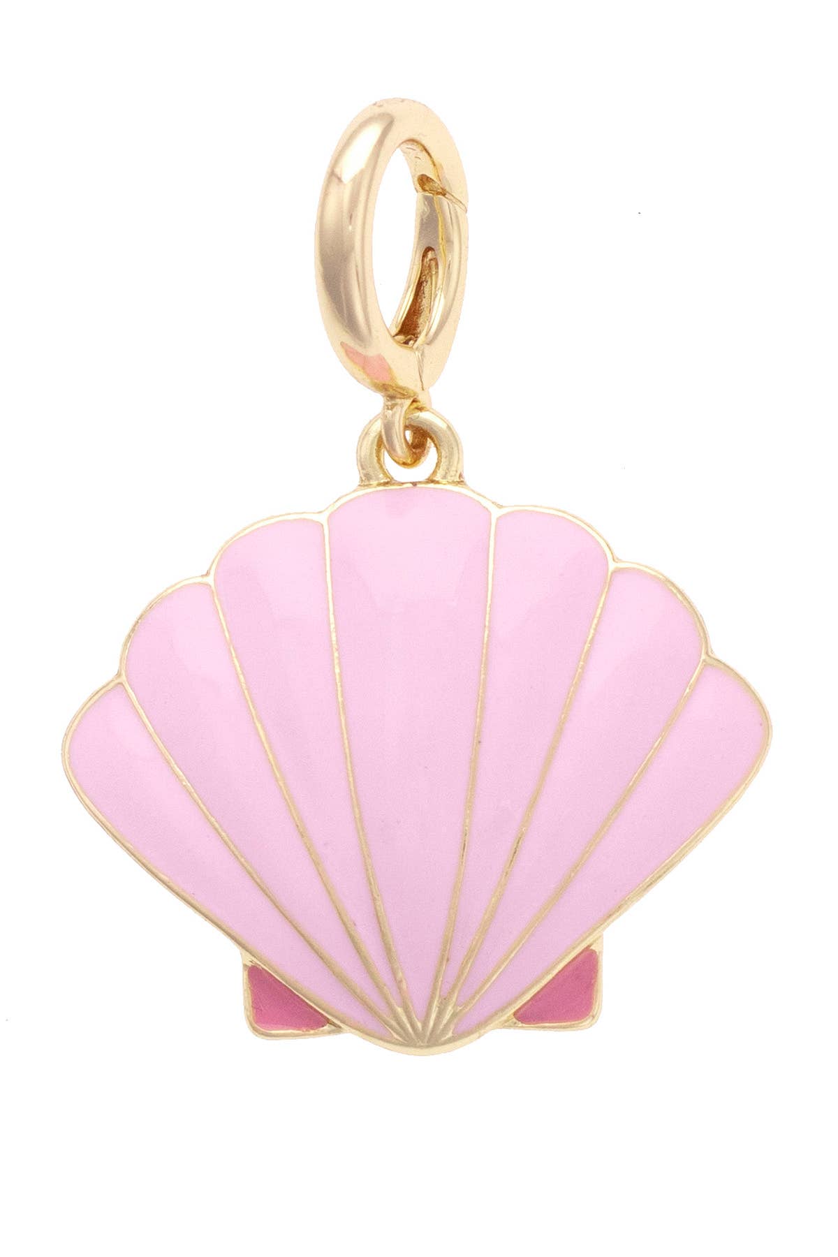 XL Clamshell Enamel Pendant Charm in Light Pink