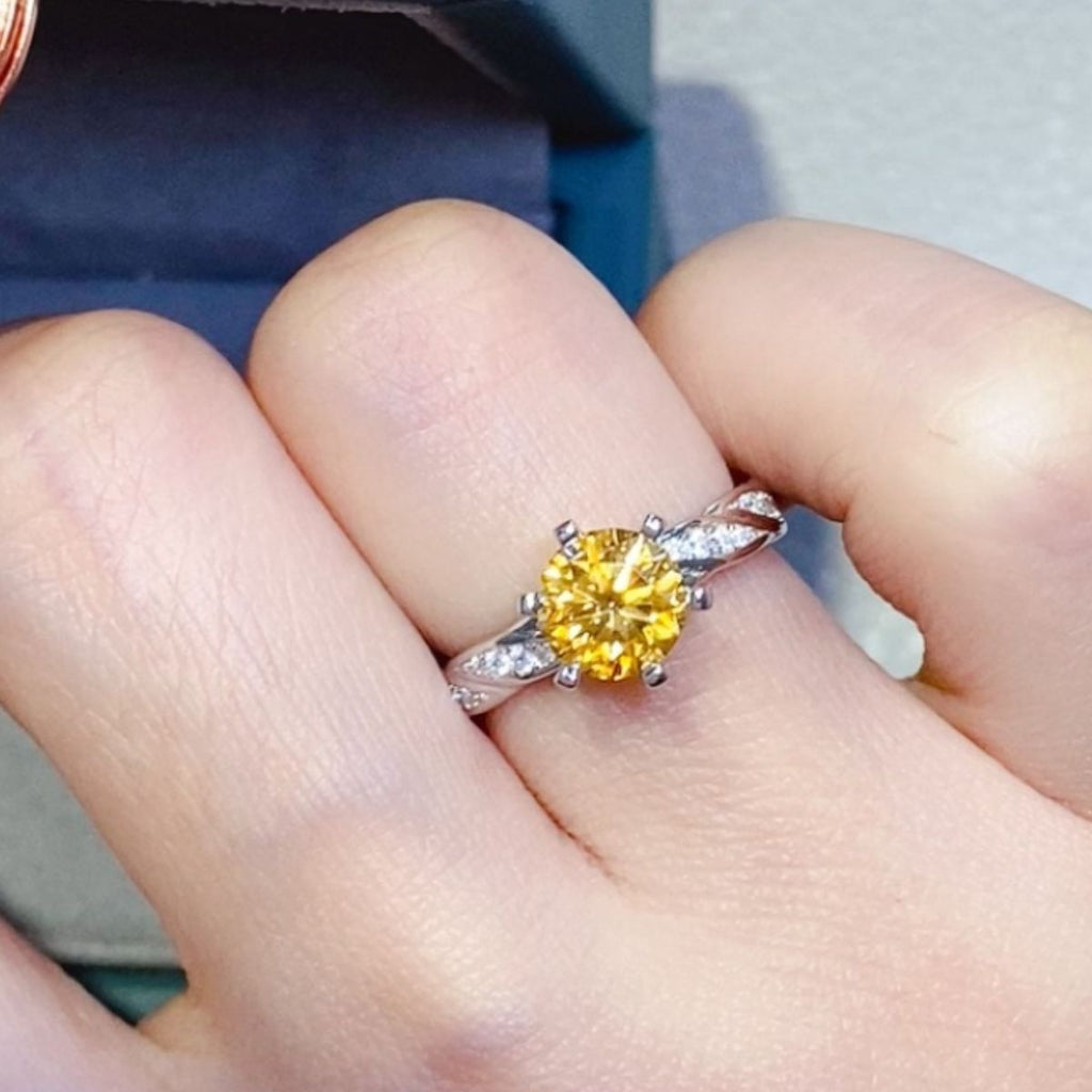 2 Carat Yellow Brilliant Round Cut Sparkala™ Pure Sterling Silver Ring
