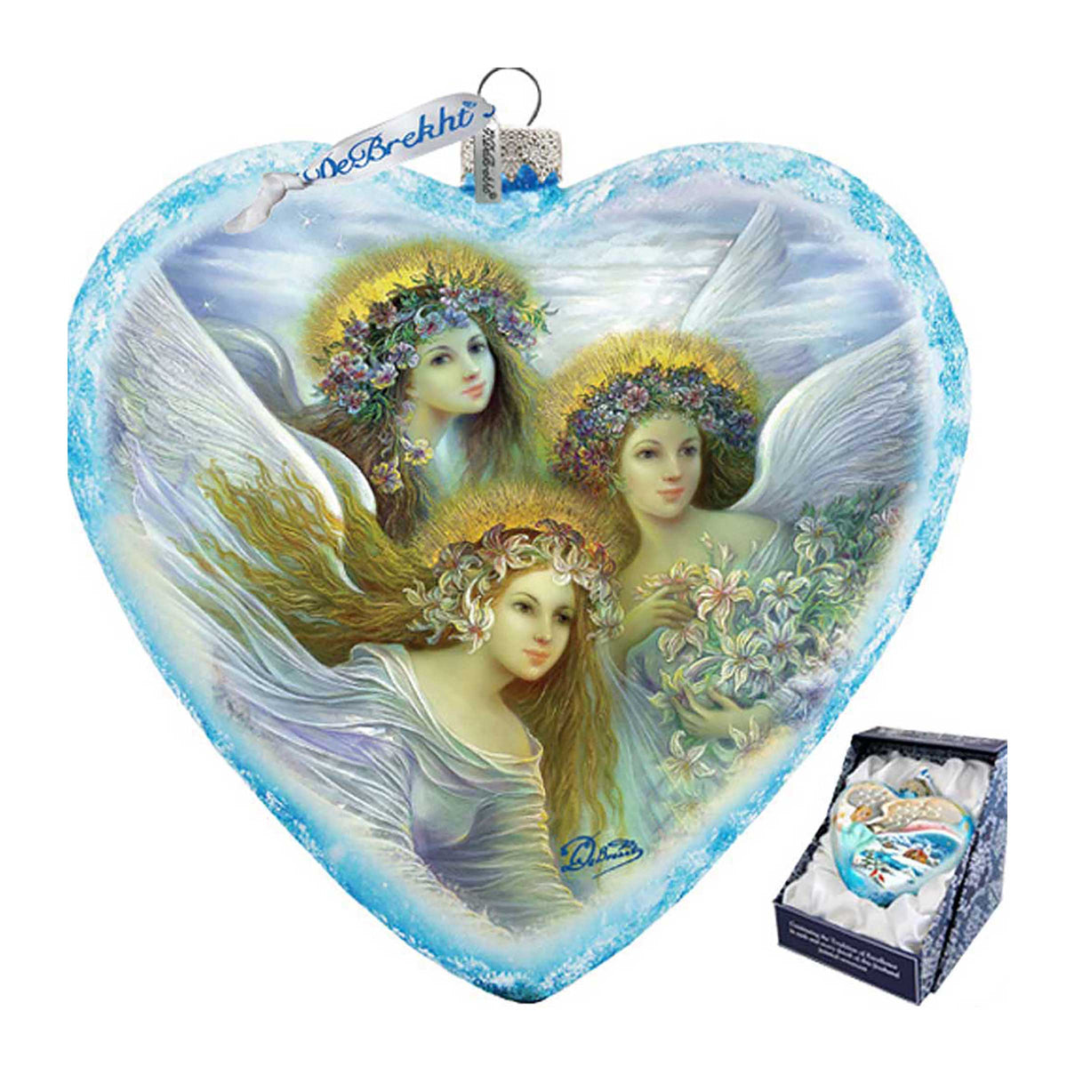 Three Angels Glass Ornament Limited Edition by Strelkina at G. DeBrekht - Nativity Holiday Decor - 738-083-ST