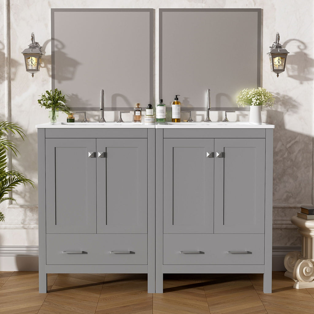 Bathroom Vanity With Integrated Undermount Ceramic Sink, 2 Doors And 1 Drawer, Soft Close Hinges