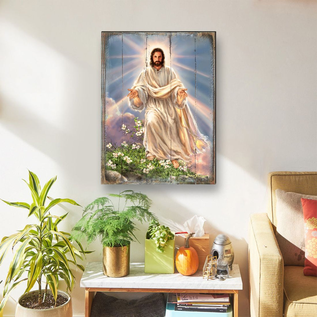 Jesus Resurrection Wooden Wall Art by D. Gelsinger - Easter Spring Decor - 95669B-DG