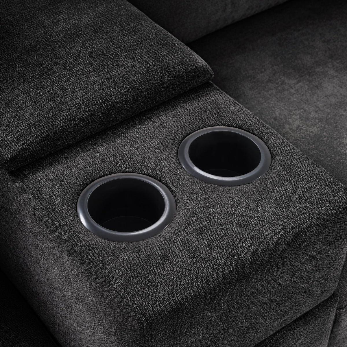 Modular 5 Seat U-Shape Sectional Sofa With Chaise Lounge, Built In Cup Holders And Storage Drawer