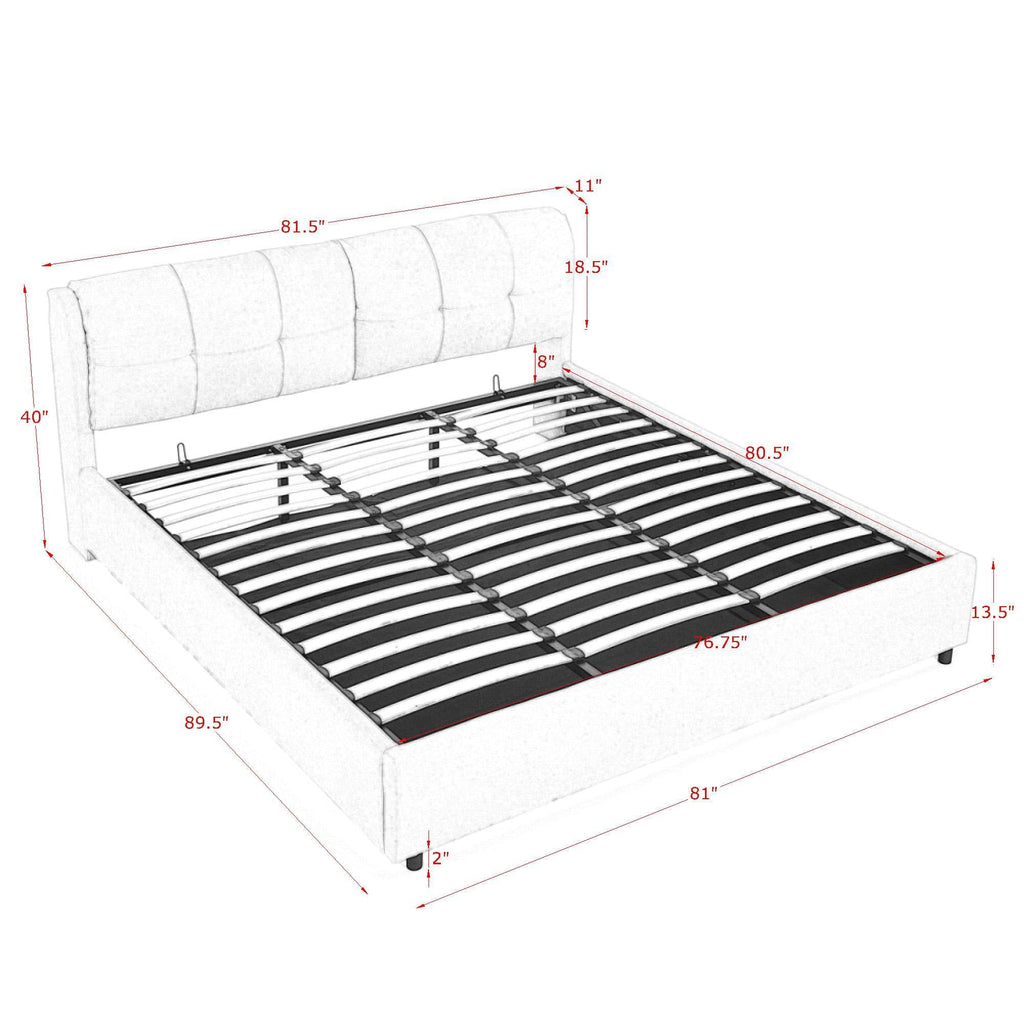 Storage Upholstered Hydraulic Platform Bed With Integrated Headboard