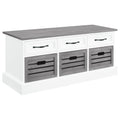 3 Drawer Storage Bench With Removable Baskets
