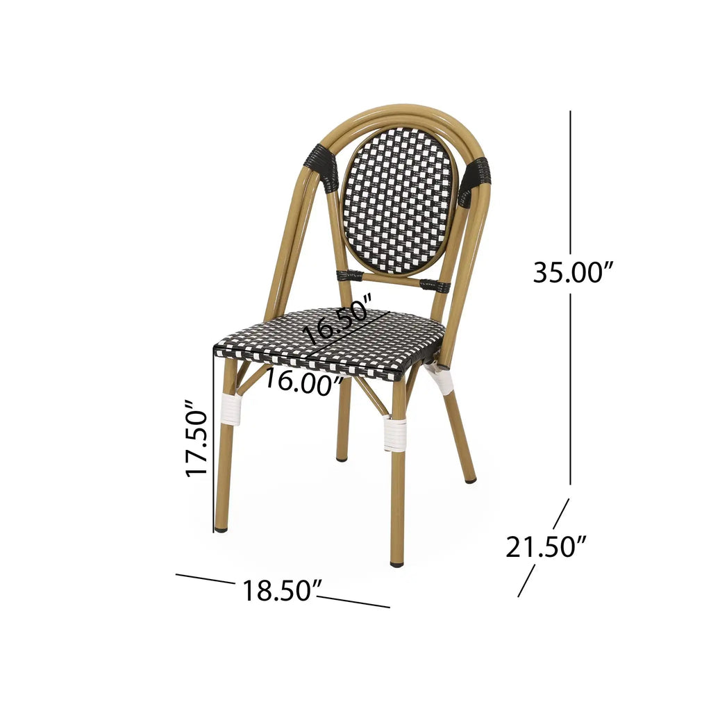 Outdoor Rattan and Aluminum French Bistro Chair Set