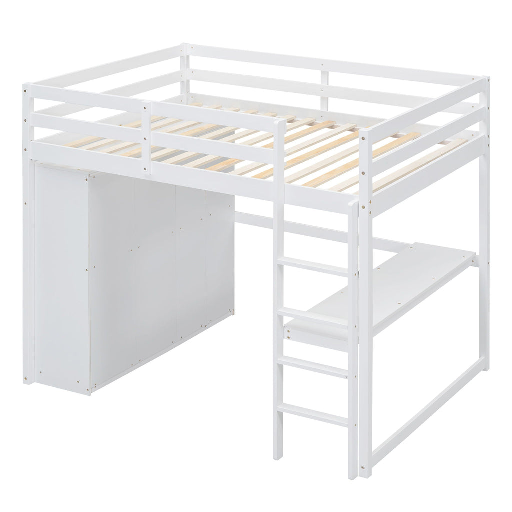 Loft Bed With Built In Wardrobe, Shelves And Drawers