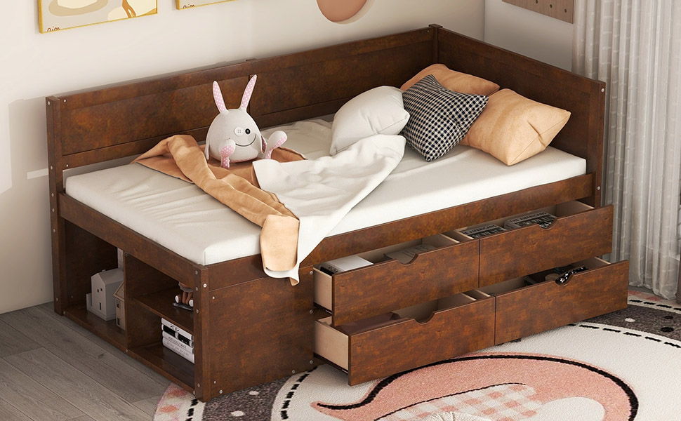 Daybed With Drawers And Shelves