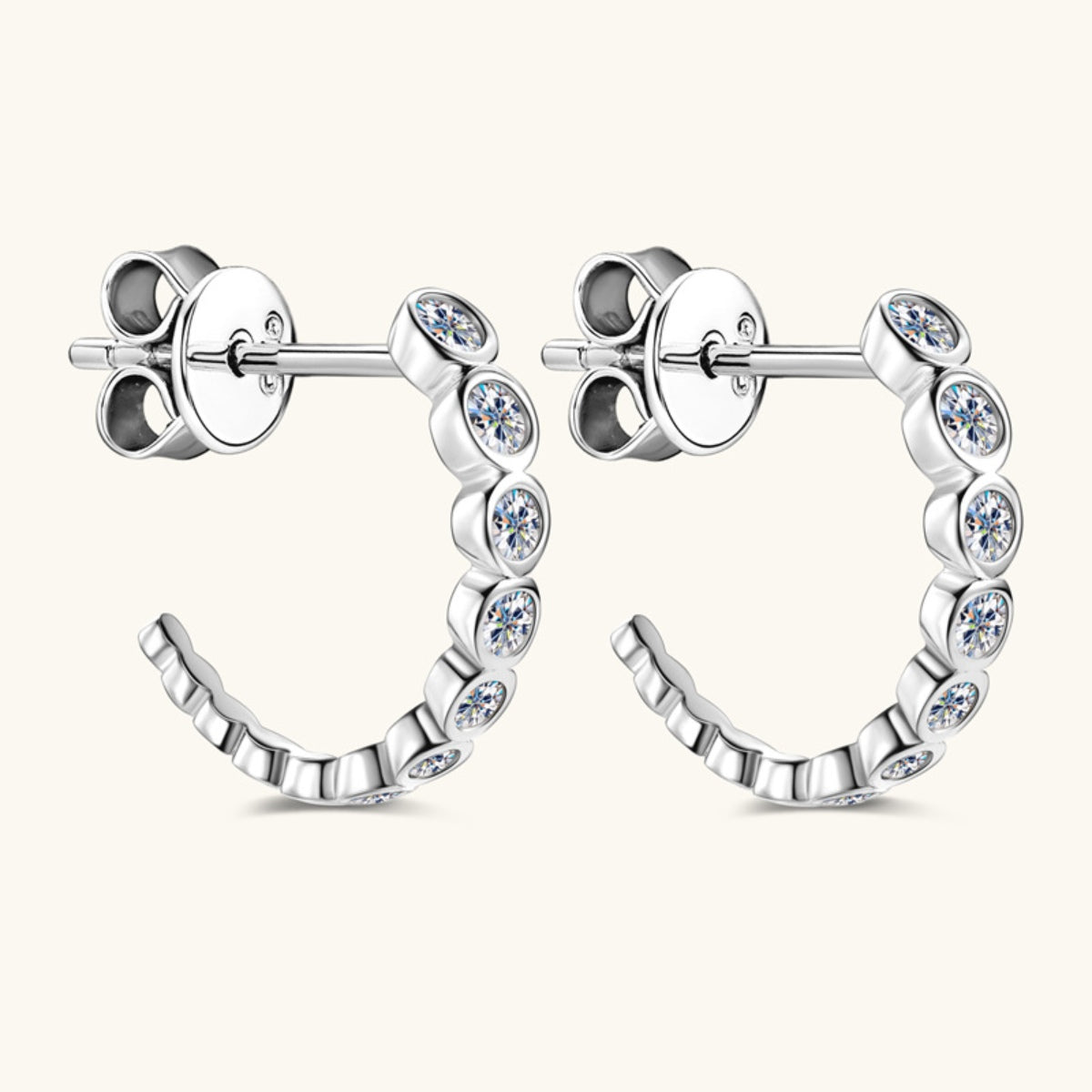 Inlaid Sparkala™ Pure Sterling Silver C-Hoop Earrings