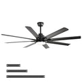 Ceiling Fan With Light 8 Blades, 18W LED 3 Color Dimmable Light - Matte Black