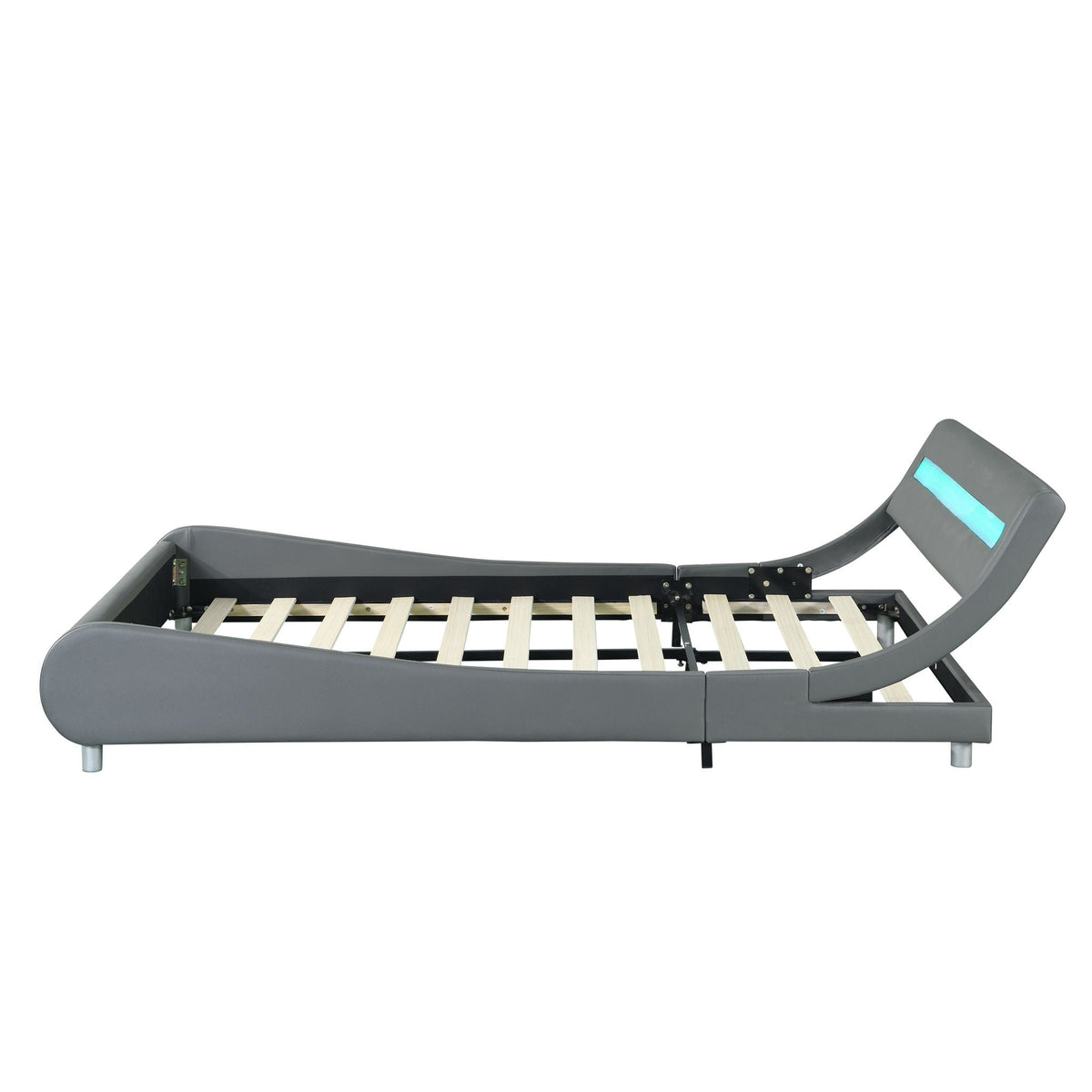 Queen Size Upholstered Platform Bed Frame with LED Lighting