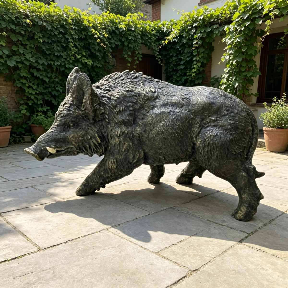 12.20' H x 21.26' L Resin Wild Boar Garden Statue