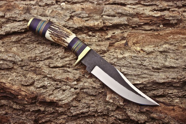 Custom Handmade 1095 Forged Steel Hunting Knife with Antler Horn & Exotic Wood Handle – 11" | KBS Knives