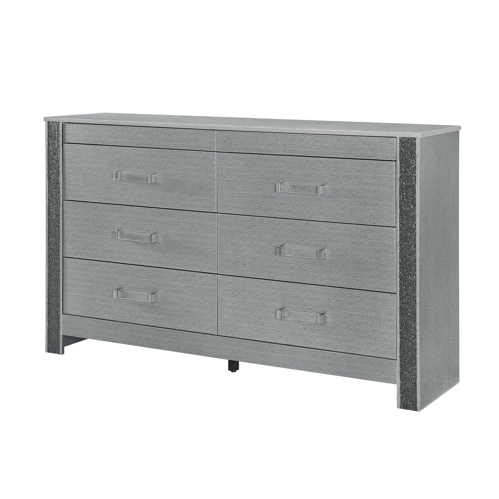 Lorenzo - Dresser With Hidden Jewelry Compartment And Bar Handles In - Silver